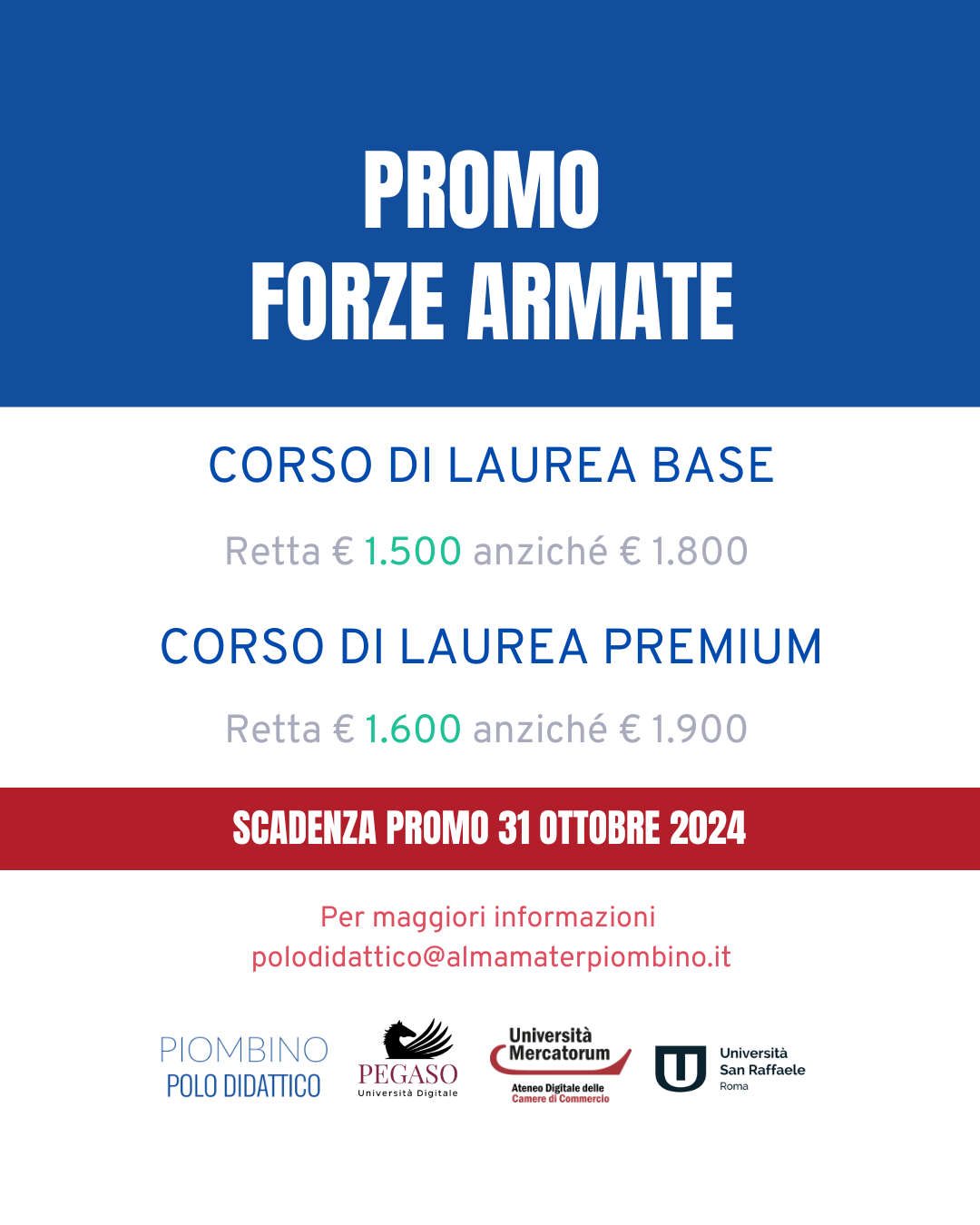 polo didattico piombino promo forze armate 2024 unipegaso san raffaele roma unimercatorum