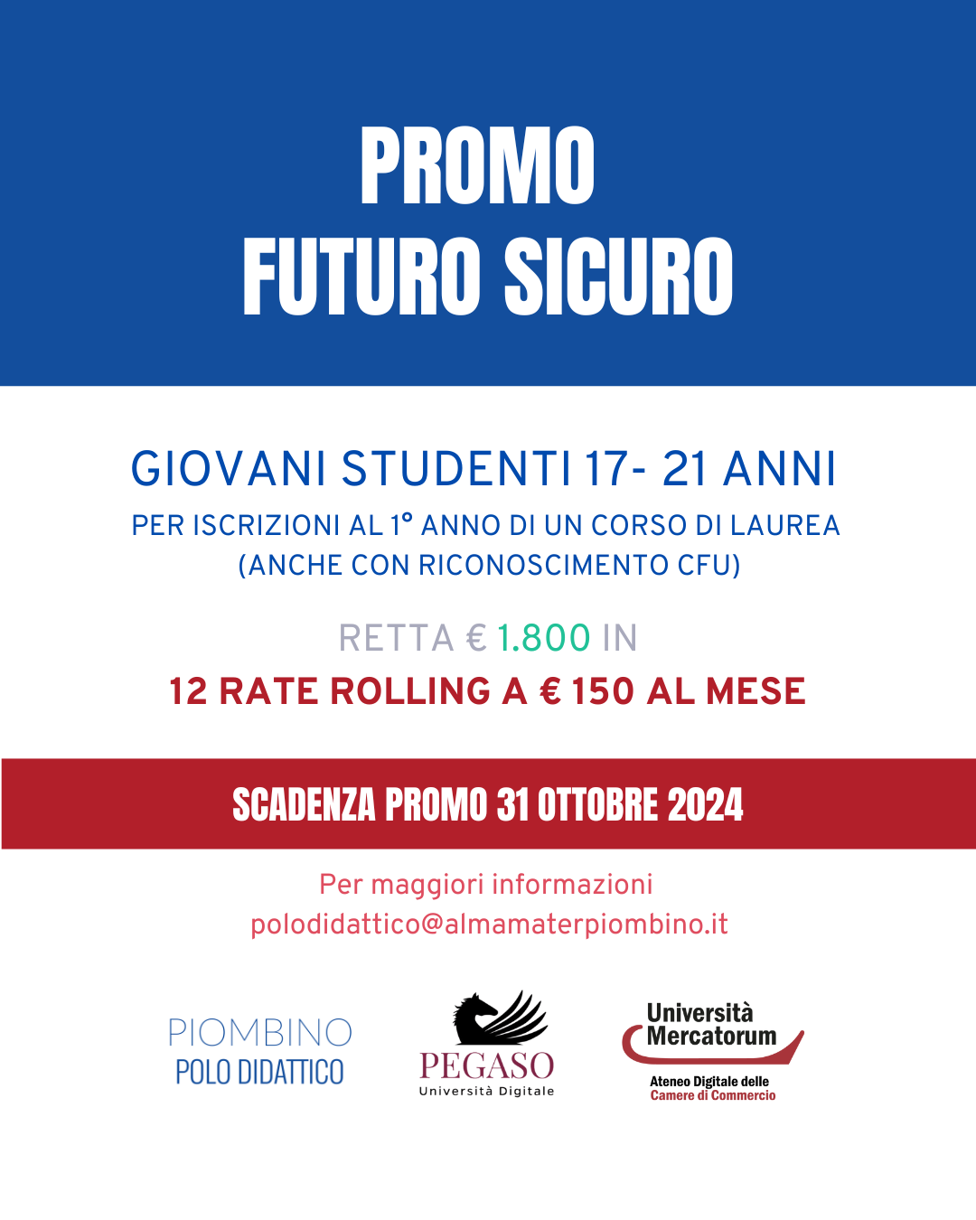 polo didattico piombino promo futuro sicuro 2024 unipegaso san raffaele roma unimercatorum